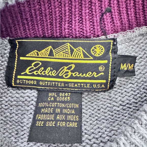 Vtg Eddie Bauer Fisherman Sweater Mens Medium Cotton Ribbed Knit Grandpa Chunky - Picture 4 of 6